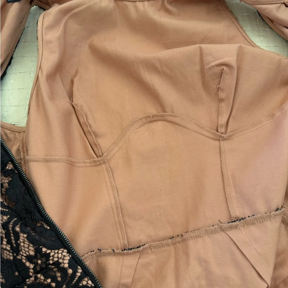 French Connection Black and Tan Halter Sheath Mini Dress - Picture 5 of 10